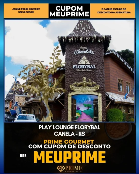 Play Lounge Florybal em Canela, RS - cupom Prime Gourmet MEUPRIME com R$10 de desconto